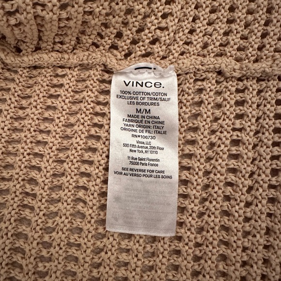 Vince Crochet Cardigan Button Front in Straw - Picture 6 of 7